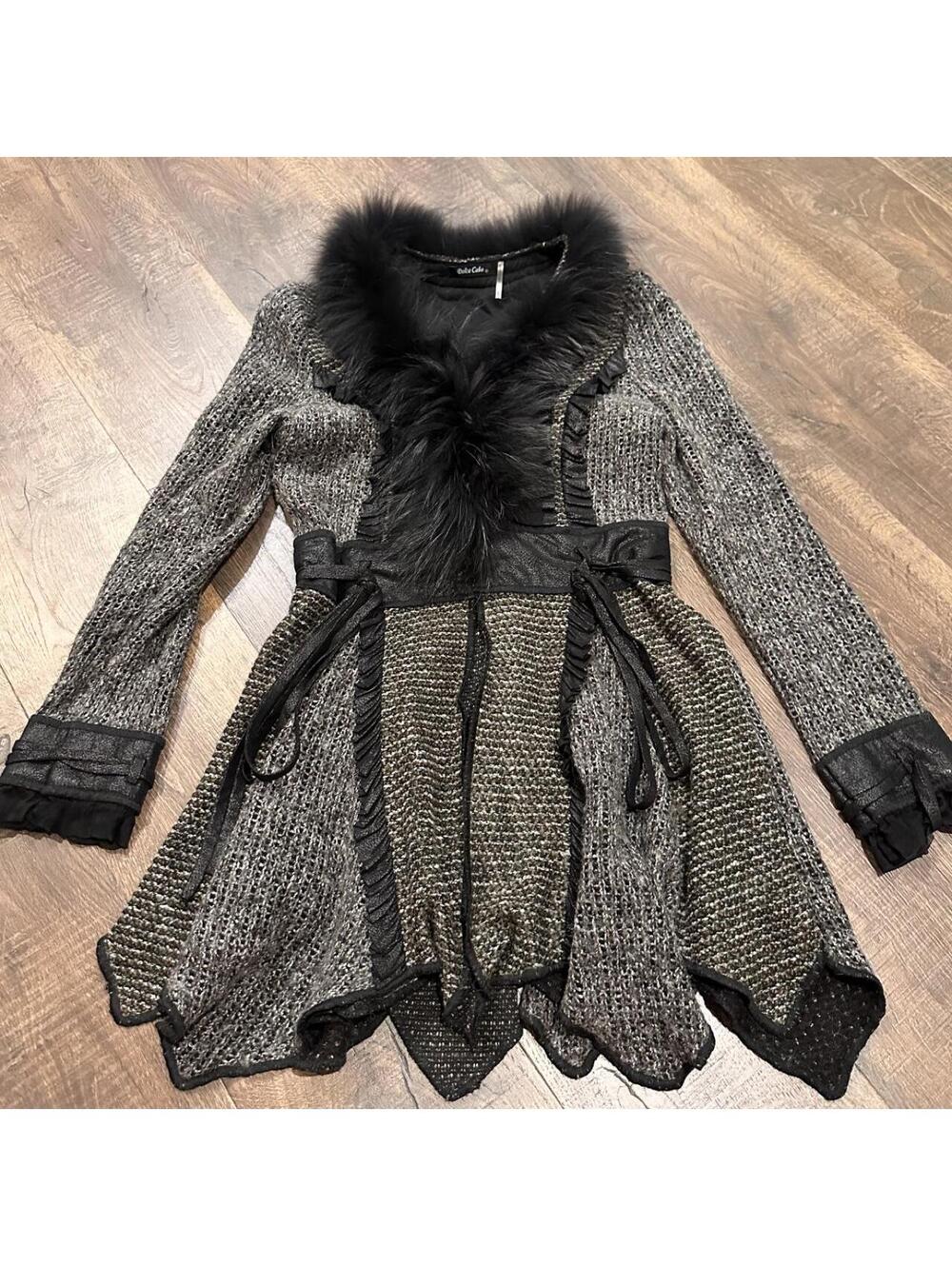 Women's Black and Grey Cardigan
